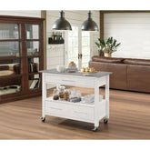 Ottawa Stainless Steel & White Kitchen Cart Model 98330 By ACME Furniture